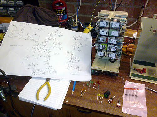 New Clock Pulse relay set on the bench being constructed