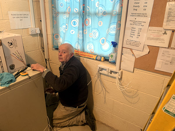 Peter at work on his recabling scheme at the Junction