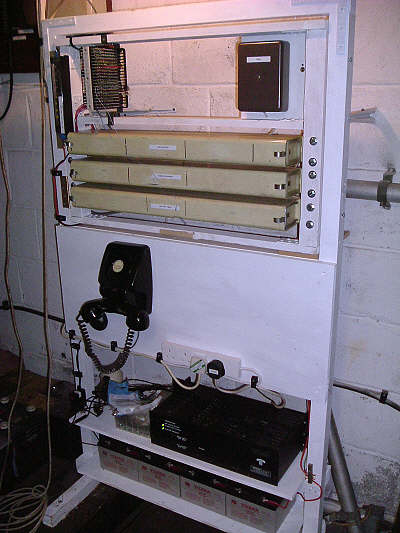 The relay set and power equipment located in the lower room of the signal box